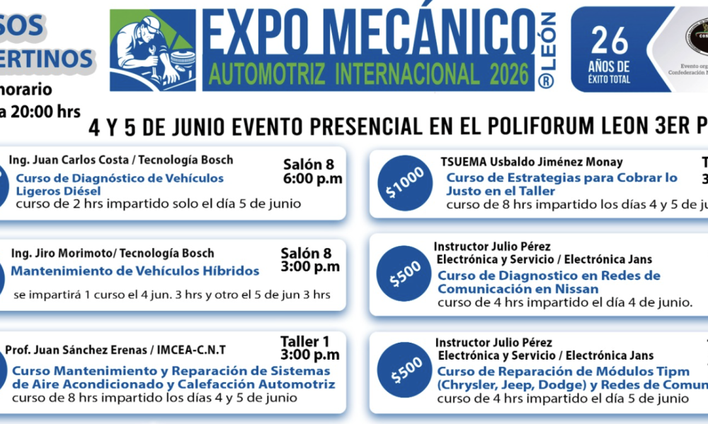 Expo Mecánico Automotriz 2026 reunirá a cientos de marcas en Guanajuato.