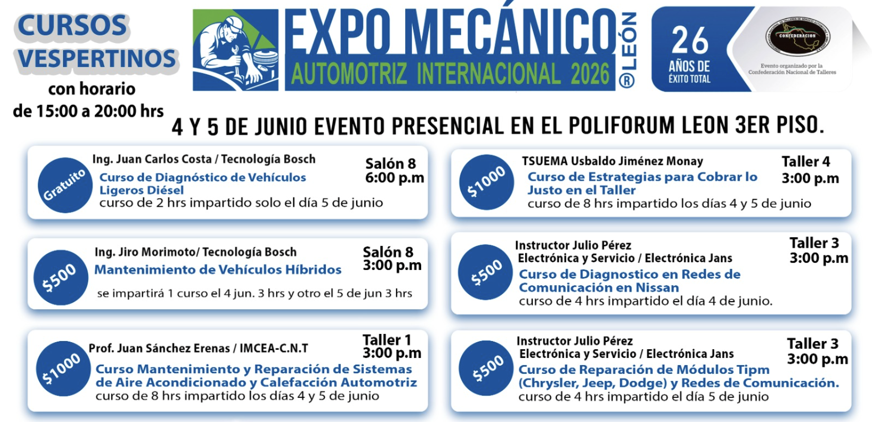 Expo Mecánico Automotriz 2026 reunirá a cientos de marcas en Guanajuato.