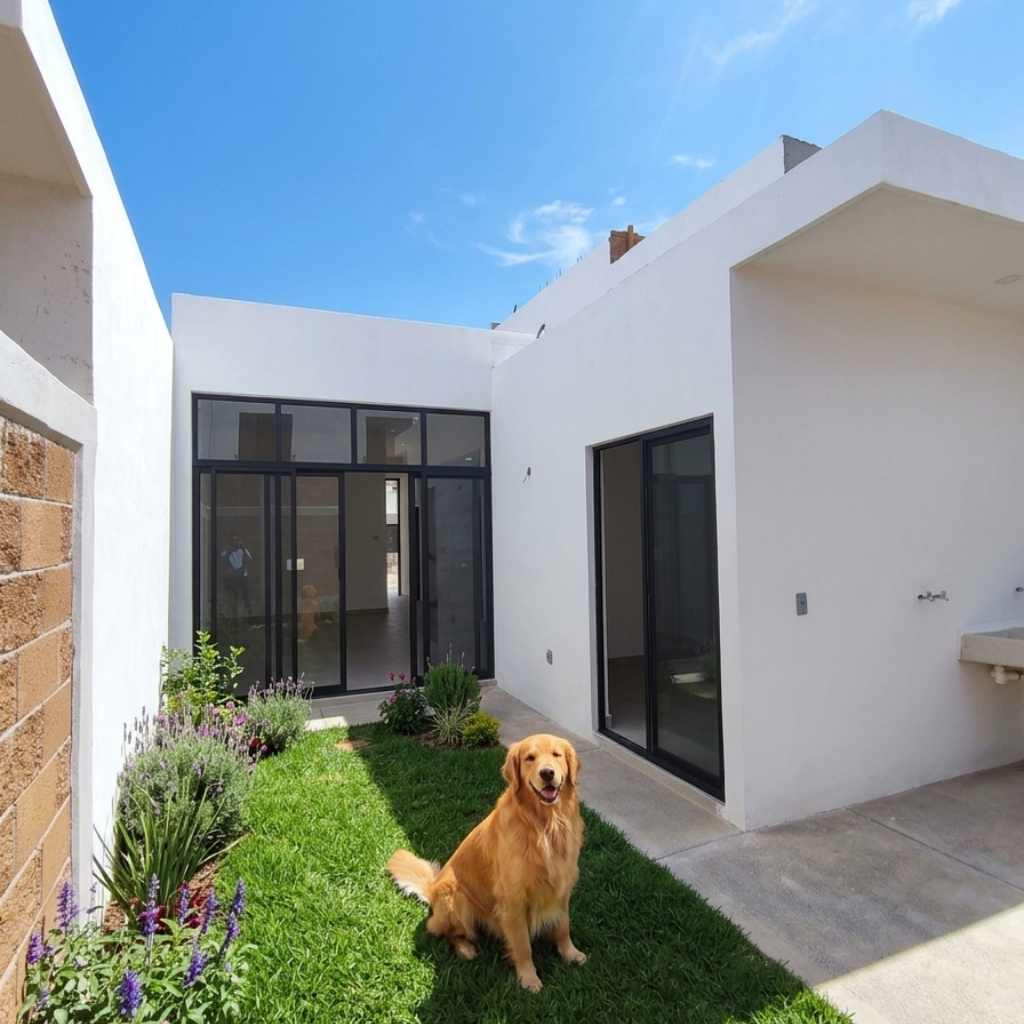 Jardín posterior de la casa de 1 planta Nahil en Canah Residencial