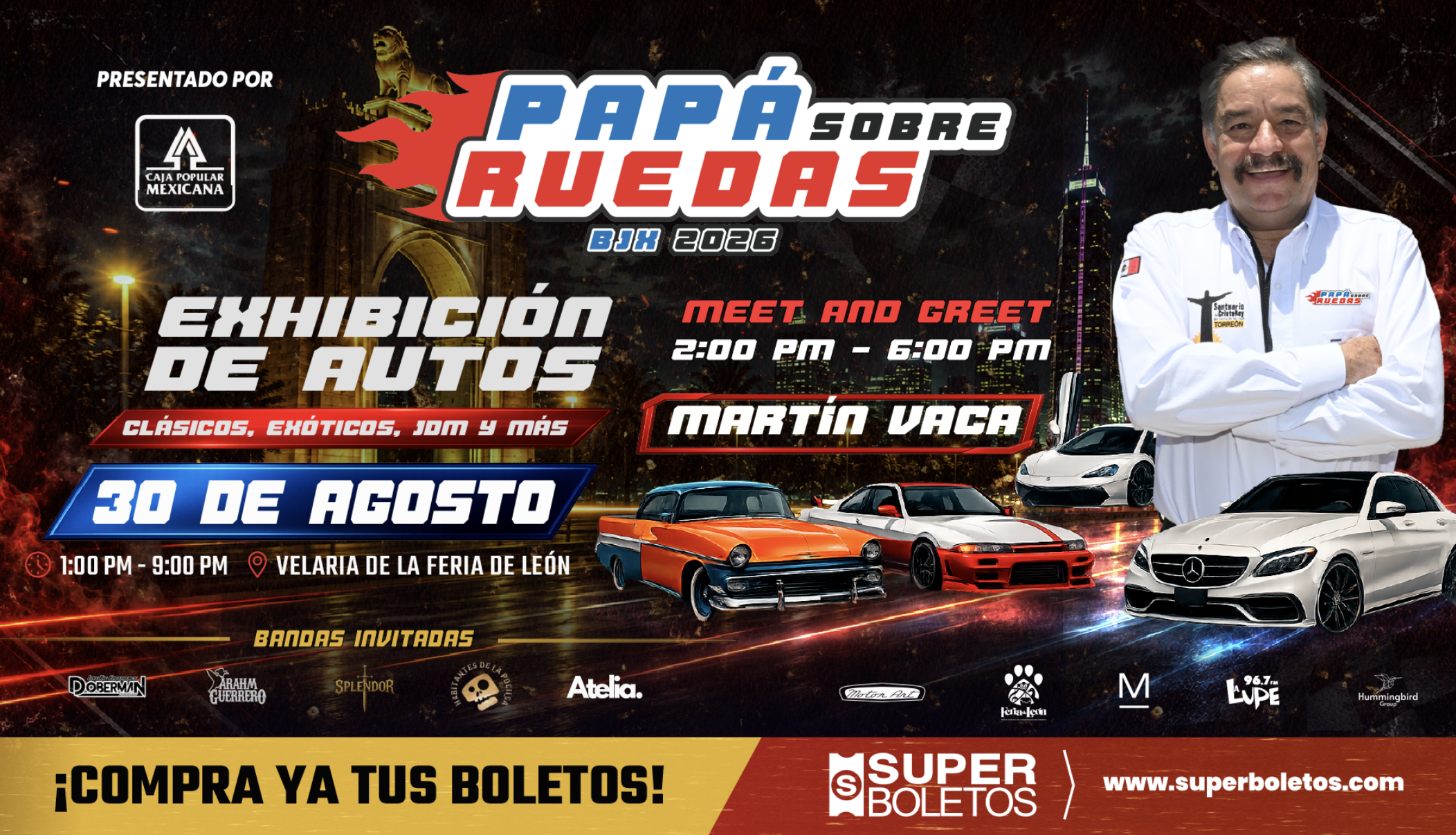 Cartel de Papá Sobre Ruedas BJX León 30 de agosto de 2026